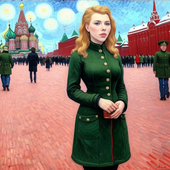 00310 3215218873 Scarlett Ingrid Johansson on the Red Square in Soviet Union oil painting painted by Vincent Willem van Gogh